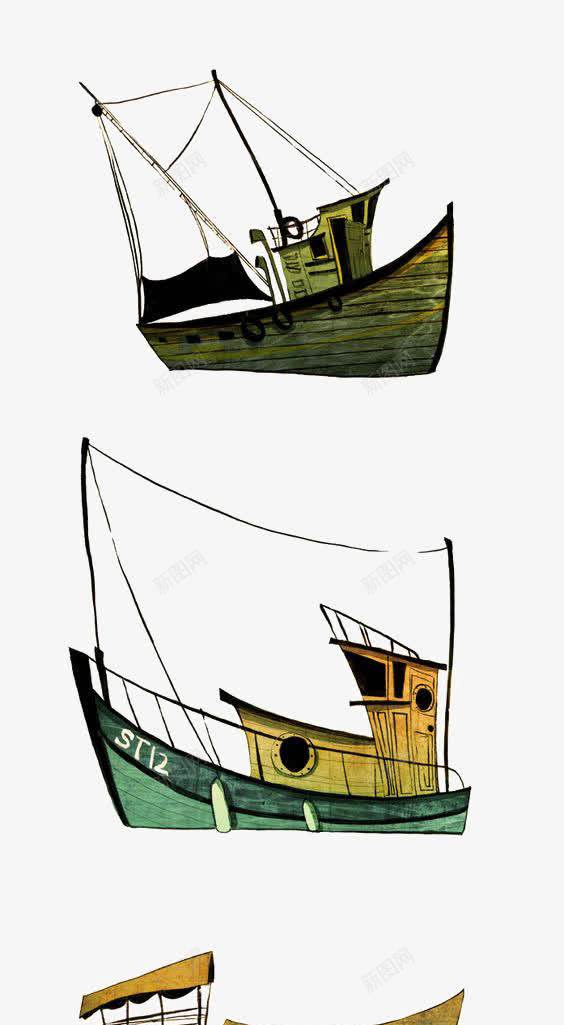 船只png免抠素材_新图网 https://ixintu.com 卡通船只 小船 手绘船只 海盗船 运输船
