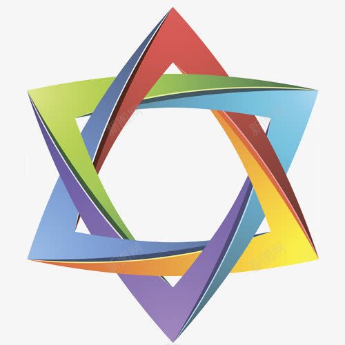 彩色立体六角星png免抠素材_新图网 https://ixintu.com 六角星 创意 手绘 拟物化 立体