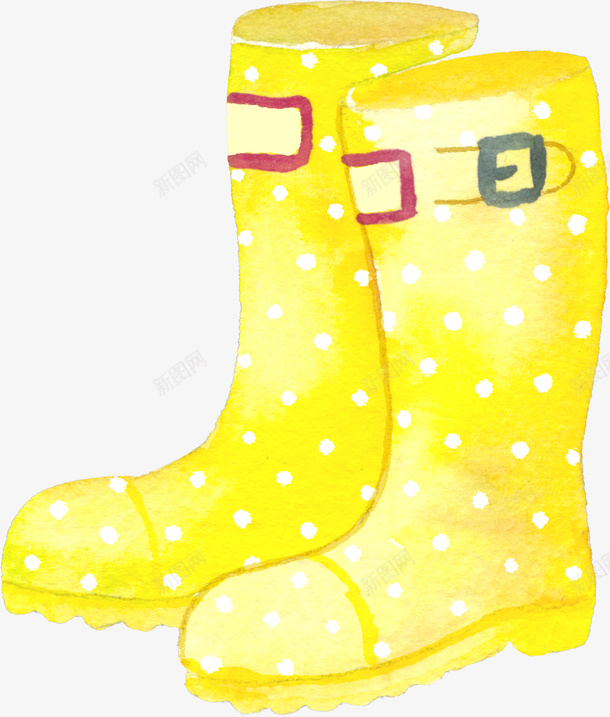 手绘靴子png免抠素材_新图网 https://ixintu.com 手绘 手绘画 靴子 黄色的鞋