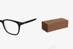 木质眼镜盒黑色边框木十九眼镜高清图片