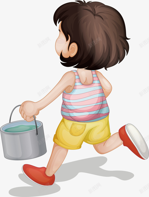 提着水桶的女孩矢量图ai免抠素材_新图网 https://ixintu.com 卡通女孩 去打水 忙前忙后 提着水桶 水桶 矢量png 矢量图