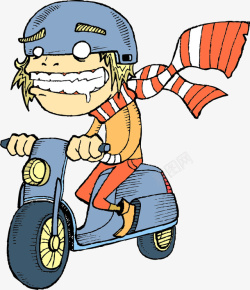 男生摩托骑摩托车的卡通男生矢量图高清图片