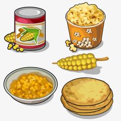 玉米罐头卡通玉米美食高清图片