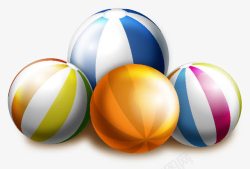 4个彩色沙滩球素材