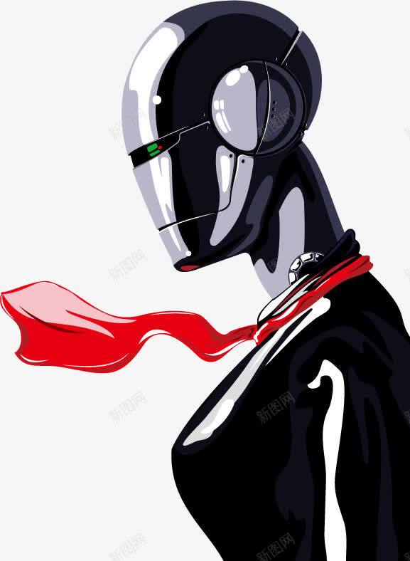金属机器人png免抠素材_新图网 https://ixintu.com 头盔 机器人 红领结 金属感