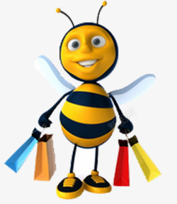 黄蜂提着四个包卡通黄蜂提包高清图片