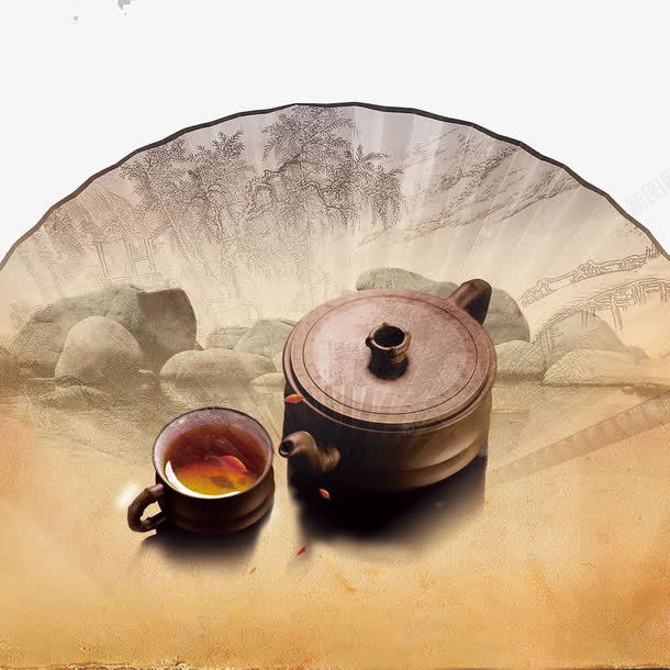 中国古扇茶文化png免抠素材_新图网 https://ixintu.com 中国文化 中国茶文化 中国风 茶壶 茶文化 茶杯 茶水 茶语 茶韵