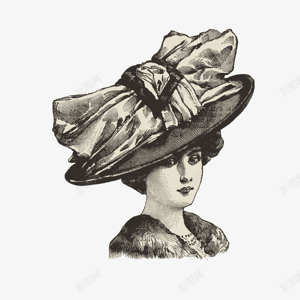 戴着礼帽的女人画像矢量图ai免抠素材_新图网 https://ixintu.com 女人 画像 礼帽 矢量图