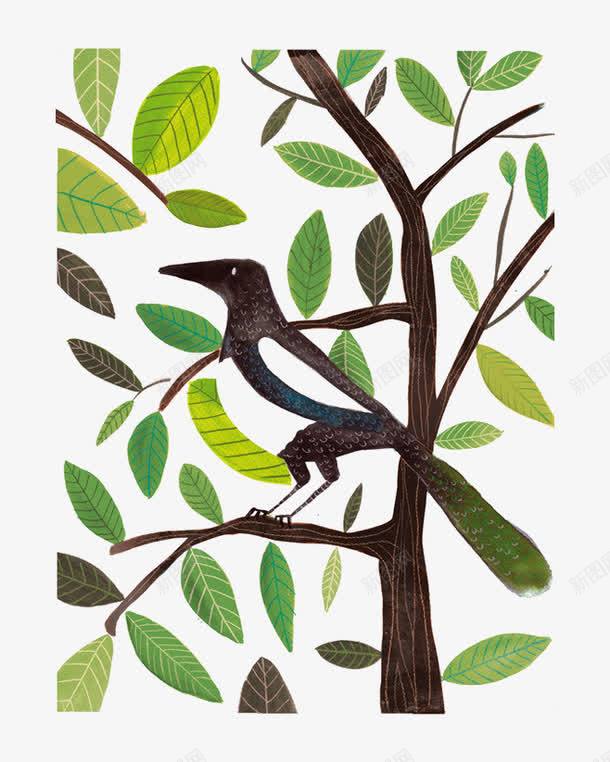 卡通树枝上的小鸟png免抠素材_新图网 https://ixintu.com 叶子 小鸟 树枝 植物 背景装饰
