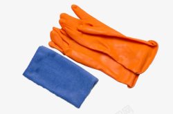 蓝色清洁布清洁布橡胶手套高清图片