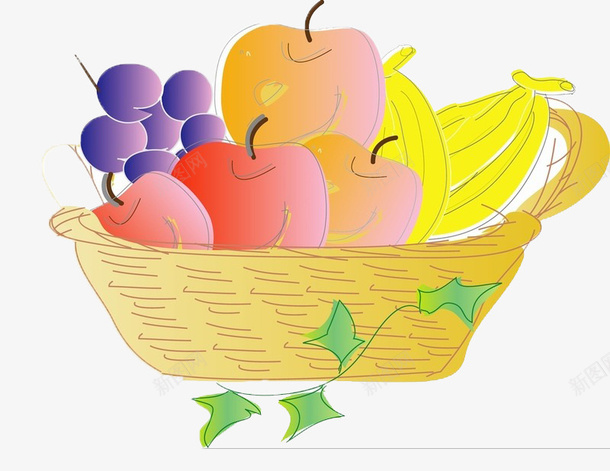 一篮子卡通水果png免抠素材_新图网 https://ixintu.com 一篮子水果 卡通 可爱 手绘 水果