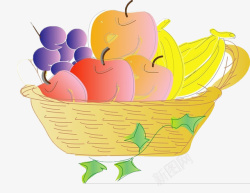 一篮子卡通水果素材