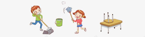 卡通人物教室打扫卫生psd免抠素材_新图网 https://ixintu.com 卡通人物 打扫卫生 教室