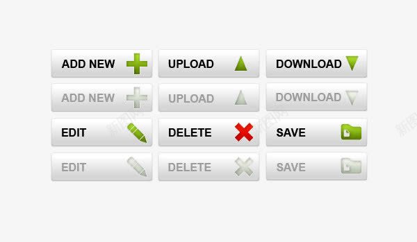 网页白色按钮png免抠素材_新图网 https://ixintu.com 下载 删除 按钮 添加 网页