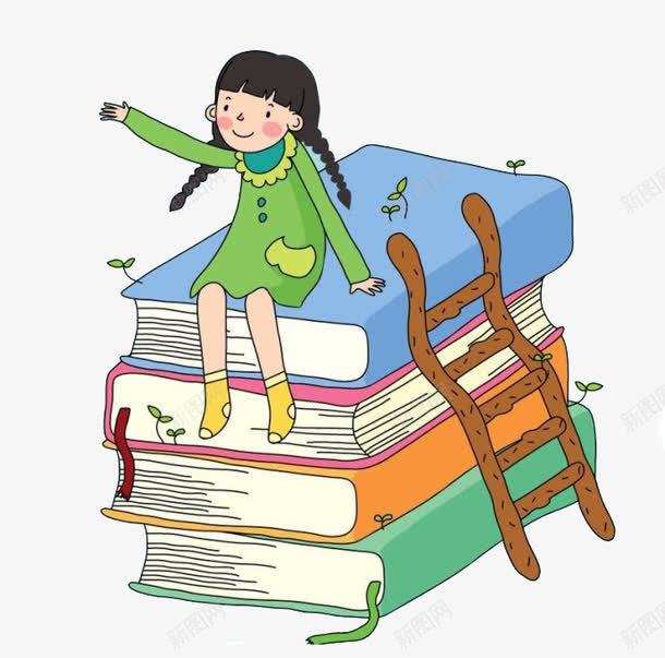 坐在书上的女孩png免抠素材_新图网 https://ixintu.com 书本 坐在书上的女孩 女孩 楼梯