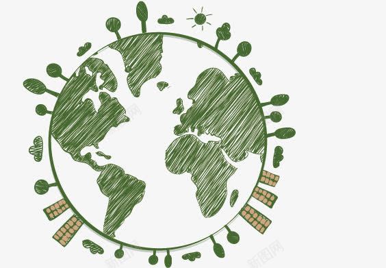 绿色保护地球环境手绘png免抠素材_新图网 https://ixintu.com 七大洲 地球 环保 绿色