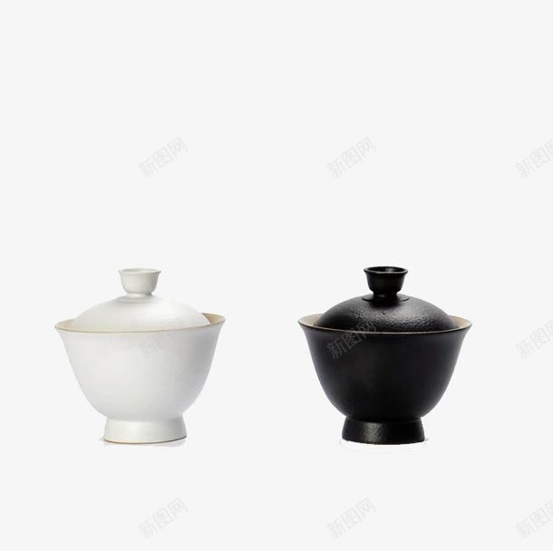 黑色和白色的盖碗png免抠素材_新图网 https://ixintu.com 产品实物 日用百货 白色 盖碗 黑色