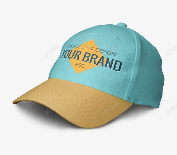 可换logo的棒球帽休闲帽子图标png_新图网 https://ixintu.com logo 棒球帽 蓝色帽子 黄色帽檐