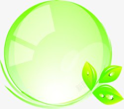 绿色卡通花纹树叶圆形气泡素材