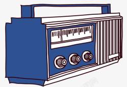蓝色手绘收音机素材