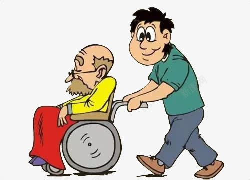 孝敬父母推轮椅png免抠素材_新图网 https://ixintu.com 儿子 孝敬父母 爸爸 轮椅