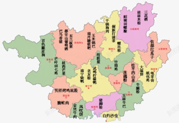 广西地图食物png免抠素材_新图网 https://ixintu.com 地图 广西 广西地图 素材 食物
