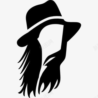 男性长头发的帽子图标图标