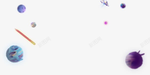 手绘蓝紫色漂浮海报装饰png免抠素材_新图网 https://ixintu.com 海报 漂浮 紫色 装饰