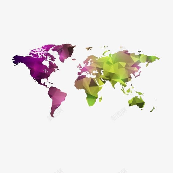 渐变色世界地图png免抠素材_新图网 https://ixintu.com 世界地图 世界地图免扣PNG 几何图形切面 地图插画 地图装饰 彩色世界地图