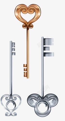 钥匙png免抠素材_新图网 https://ixintu.com 开锁 心形 金钥匙