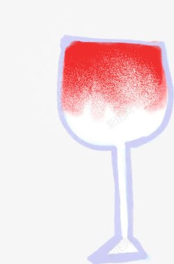 创意水彩红色的高脚杯素材