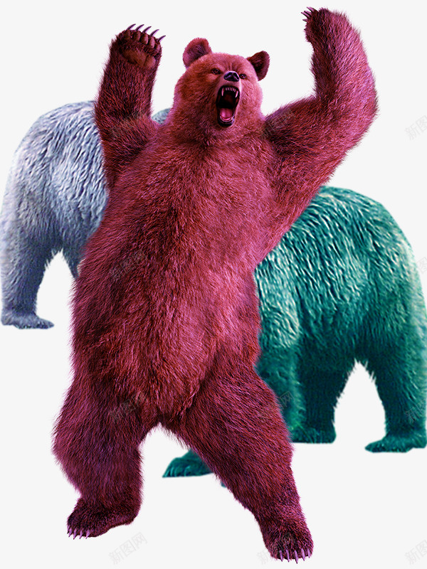 暴怒的棕熊psd免抠素材_新图网 https://ixintu.com 动物素材 张牙舞爪的 暴怒的 棕熊 猛兽