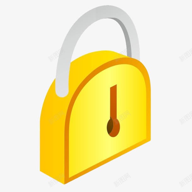 黄色锁具png免抠素材_新图网 https://ixintu.com 安全 开锁 素材 连锁 黄色