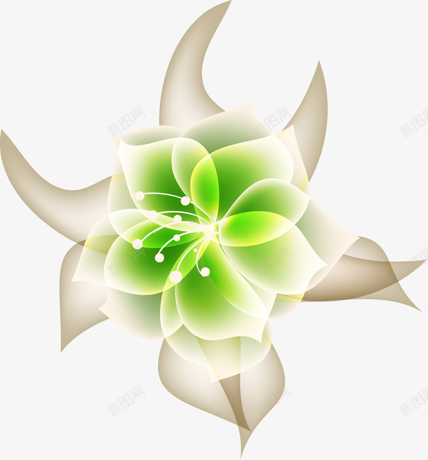 手绘绿色透明花朵图案矢量图ai免抠素材_新图网 https://ixintu.com 图案 手绘 绿色 花朵 透明 矢量图