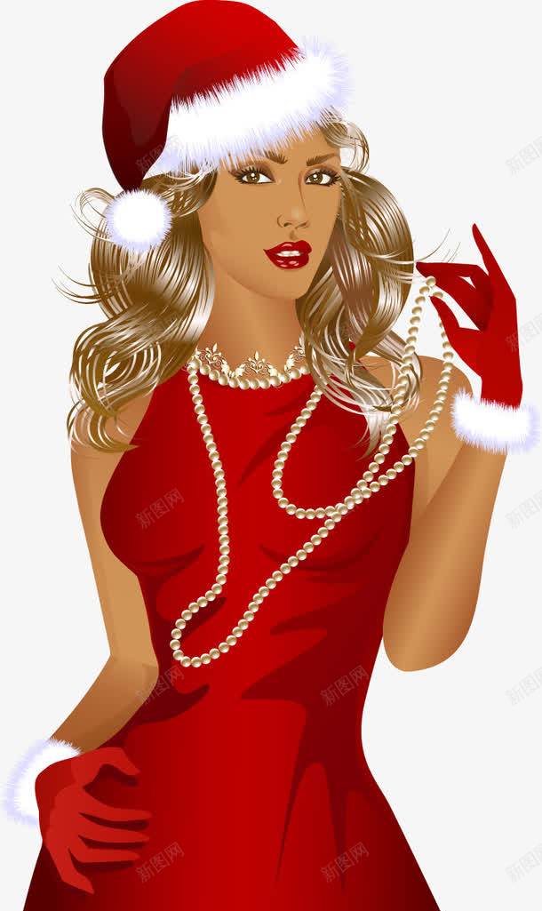 手绘红衣圣诞女郎图案png免抠素材_新图网 https://ixintu.com 图案 圣诞 女郎 手绘 红衣