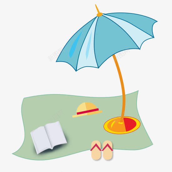 夏日沙滩元素png免抠素材_新图网 https://ixintu.com 卡通 夏日 手绘 沙滩 遮阳伞