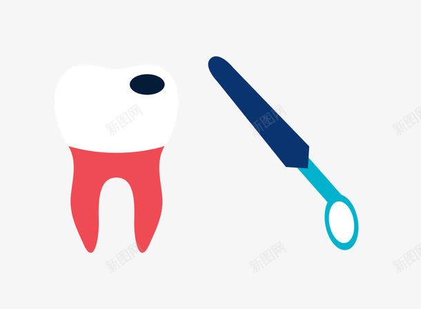 蛀牙看牙镜矢量图eps免抠素材_新图网 https://ixintu.com 牙齿 矢量素材 蛀牙 镜子 矢量图