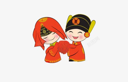 新娘新郎png免抠素材_新图网 https://ixintu.com 喜服 新娘新郎 红色