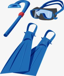 蓝色潜水道具插图素材