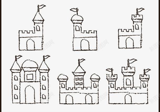 卡通简笔画城堡png免抠素材_新图网 https://ixintu.com 卡通 可爱 城堡 简笔画