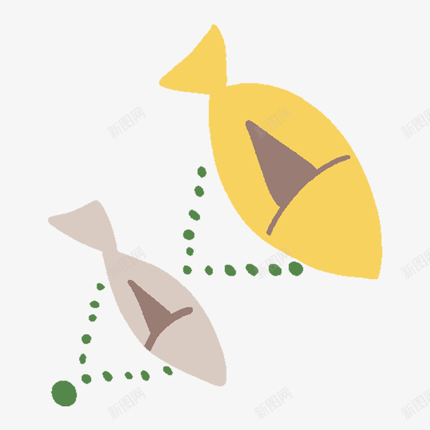 两只鱼手绘png免抠素材_新图网 https://ixintu.com 两只鱼 手绘 水彩 黄色