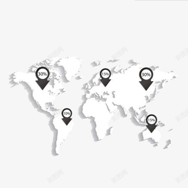 白色简约世界地图png免抠素材_新图网 https://ixintu.com 世界地图素材元素 地图矢量素材 白色地图矢量素材