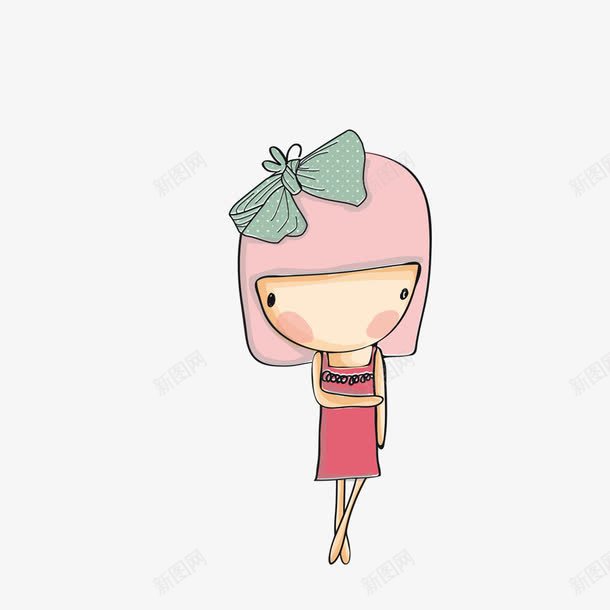 可爱小姑娘png免抠素材_新图网 https://ixintu.com 卡通 可爱 女孩 小姑娘 手绘 粉色的 蝴蝶结