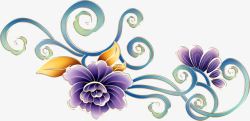 中秋节紫蓝色花朵包装素材