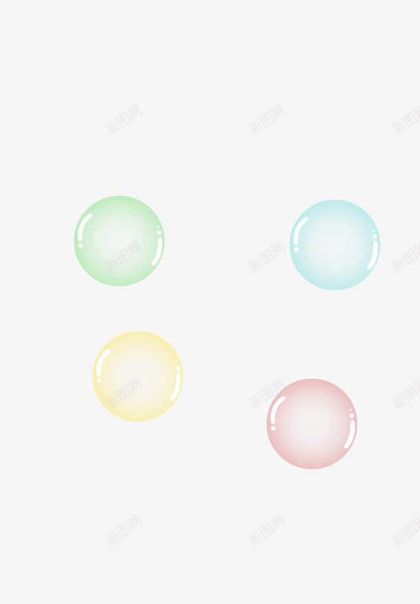 四色透明气泡png免抠素材_新图网 https://ixintu.com 气泡 红色 绿色 黄色
