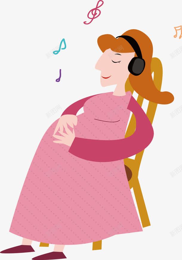 听音乐的孕妇png免抠素材_新图网 https://ixintu.com 妇幼保健 孕妇 心情疗法 调整心情 音乐体验店