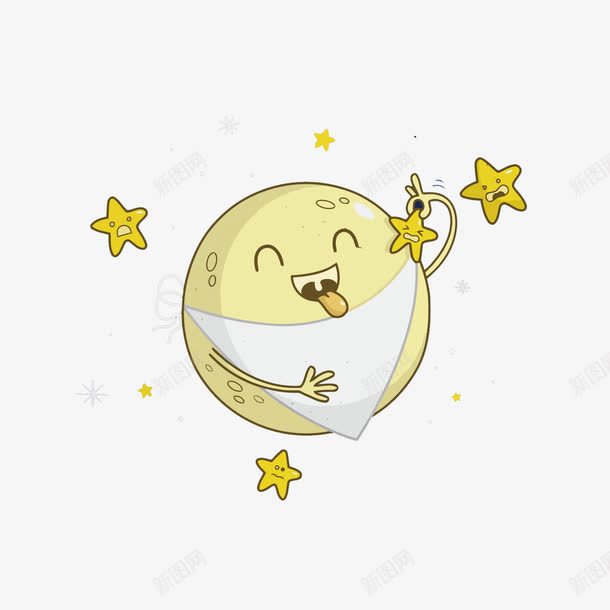 月亮吃星星png免抠素材_新图网 https://ixintu.com 卡通 手绘 星星 月亮 月亮PNG矢量图 月亮免扣PNG图 矢量月亮 黄色
