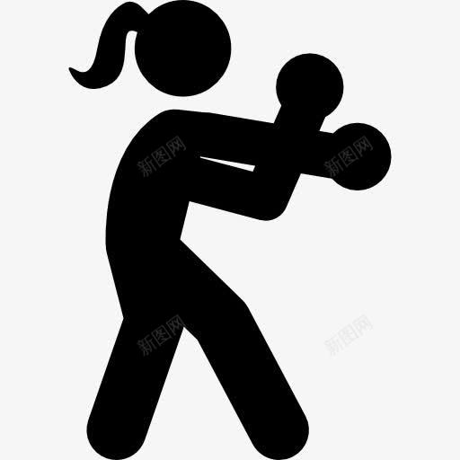 女拳剪影的一个年轻女子图标png_新图网 https://ixintu.com 体育 剪影 多项运动 女人 女性 对抗运动 拳击 运动