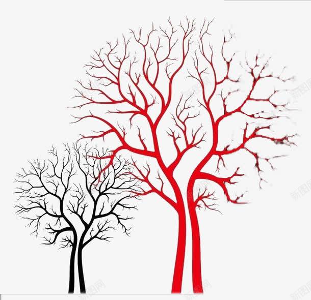 黑红色树png免抠素材_新图网 https://ixintu.com 几何 抽象 树 装饰