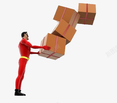 搬货的超人png免抠素材_新图网 https://ixintu.com 力量 红色 重量
